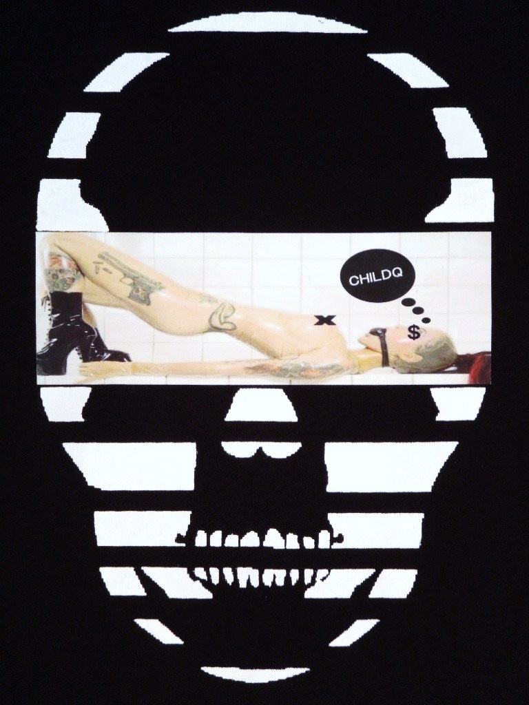 Skull Tattoo Girl NO.2 Long T-shirt black