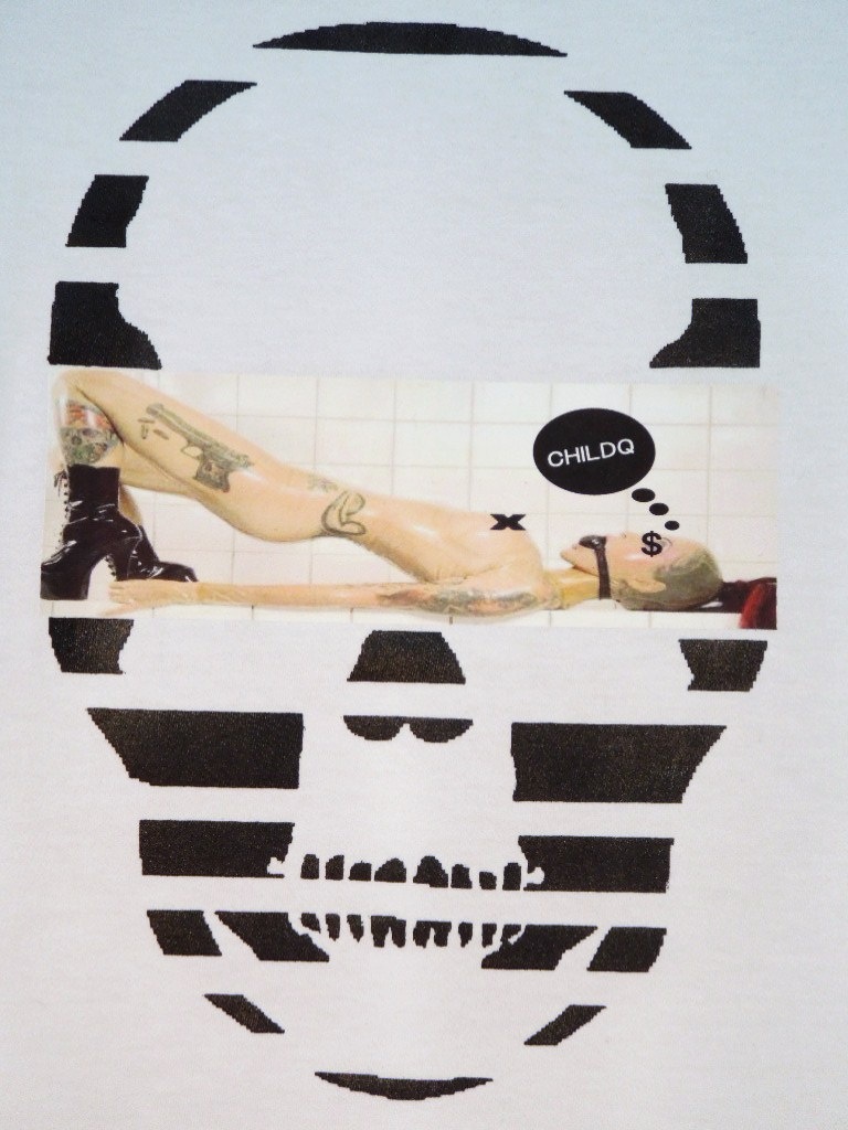 Skull Tattoo Girl NO.2 Long T-shirt white