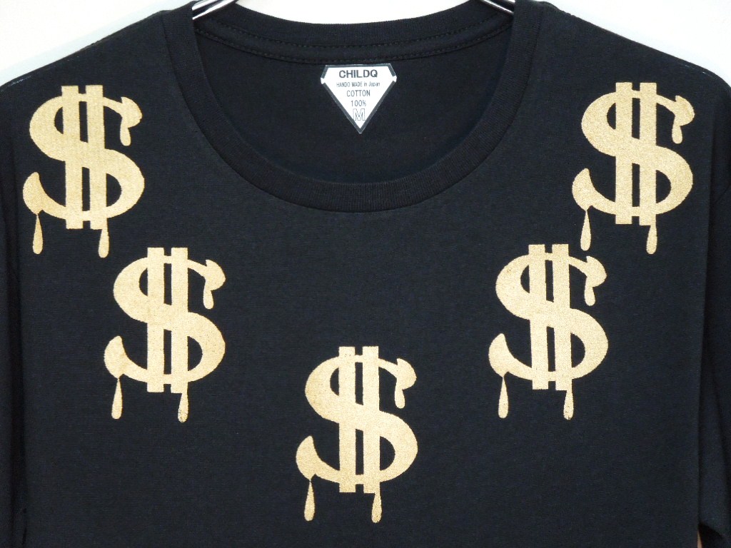 �� Dollar necklace Long T-shirt black
