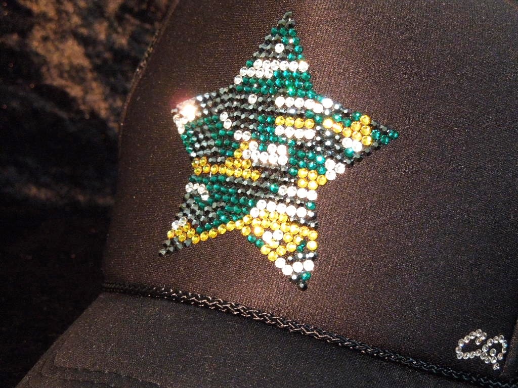 Star Camouflage Swarovski Cap Black