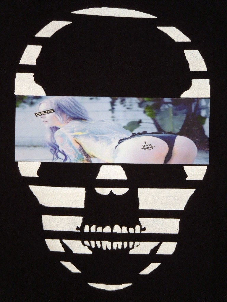 Skull Tattoo Girl NO.4 T-shirt Black