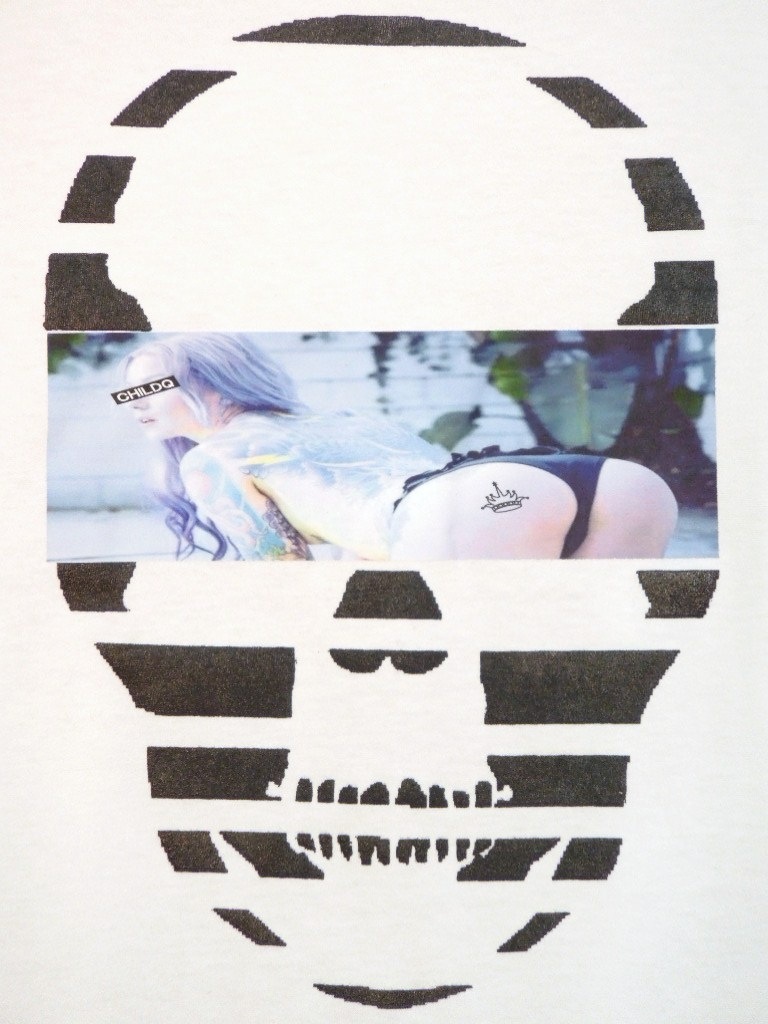 Skull Tattoo Girl NO.4 T-shirt��White