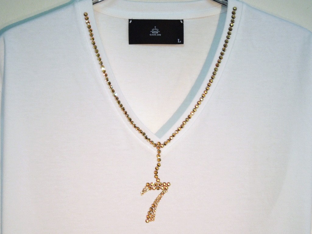 Seven Gold Swarovski necklace T-shirt��White