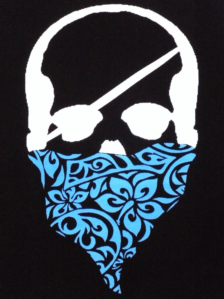 Skull Hibiscus bandana T-shirt black