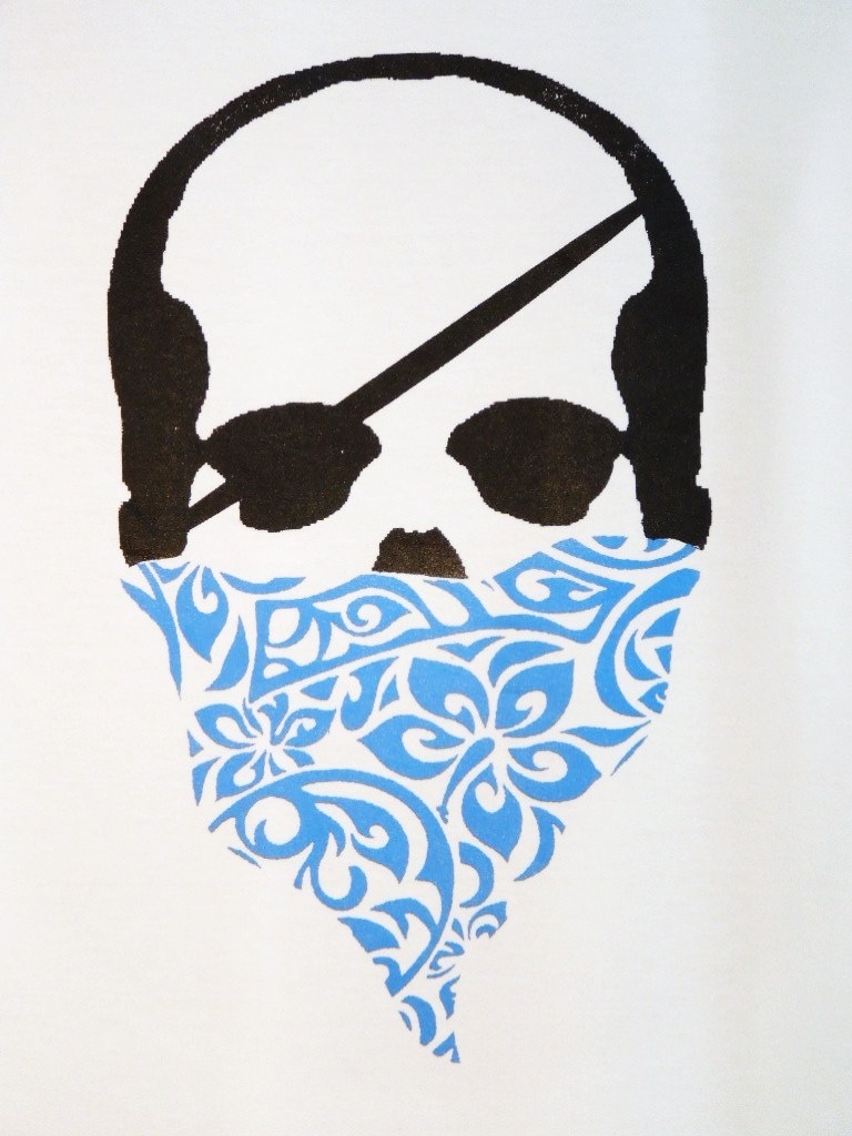 Skull Hibiscus bandana T-shirt  white