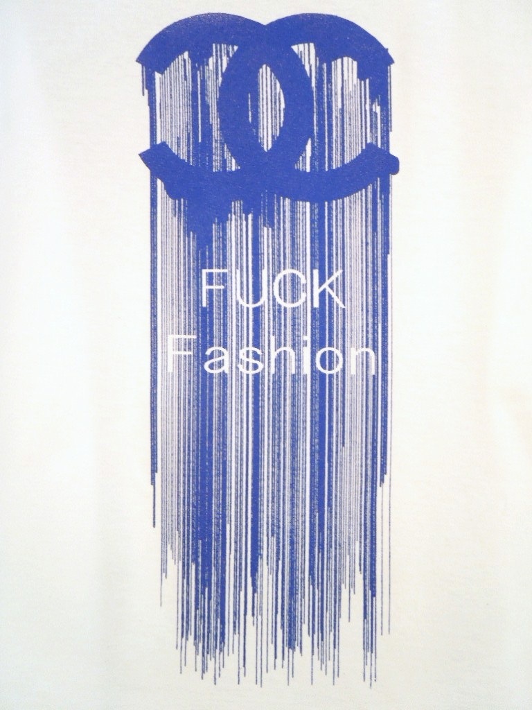 Fuck Fashion waterfall T-shirt white��Blue