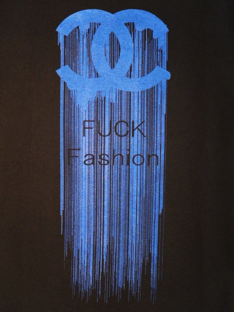Fuck Fashion waterfall T-shirt Black��Blue