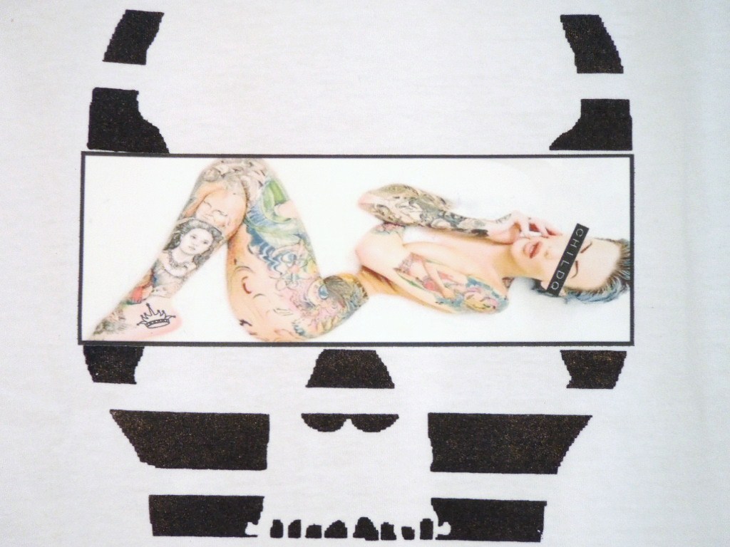 Skull Tattoo Girl NO.6 T-shirt white