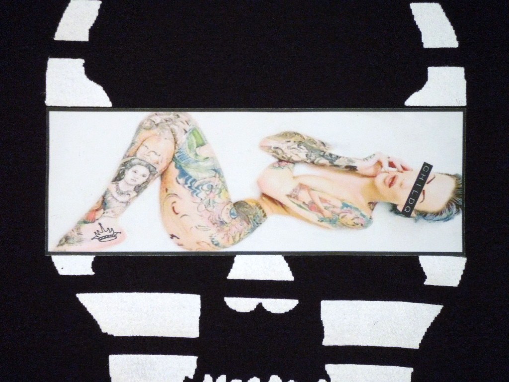 Skull Tattoo Girl NO.6 T-shirt Black