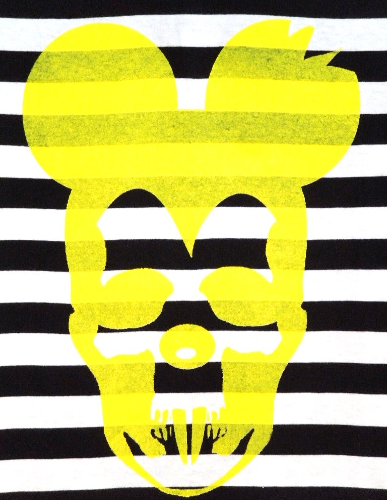 Skull Mouse Border T-shirt Yellow