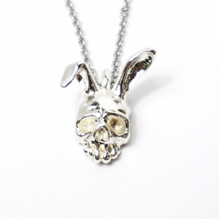 CQ Skull Bunny necklace Silver