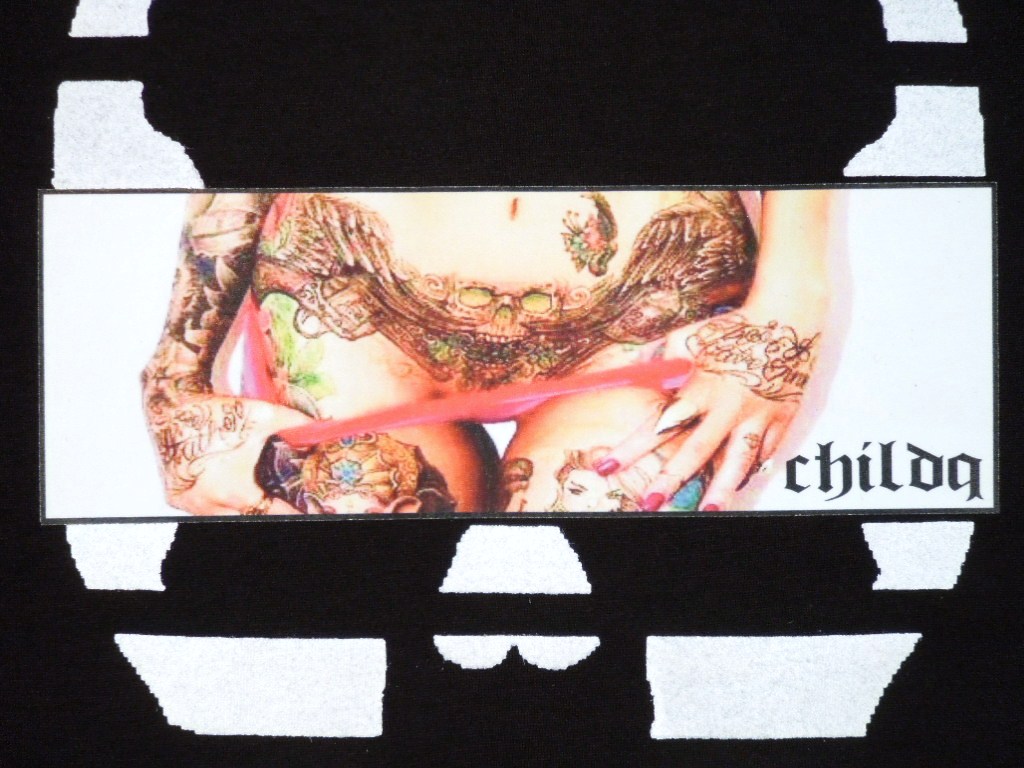 Skull Tattoo Girl NO.�� T-shirt��Black