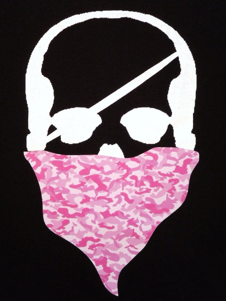 Skull pink camouflage bandana��Black