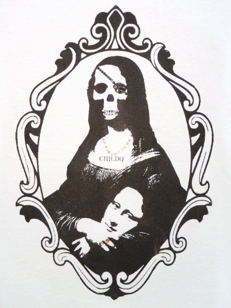Frame Skull Mona Lisa Swarovski Long T-shirt White
