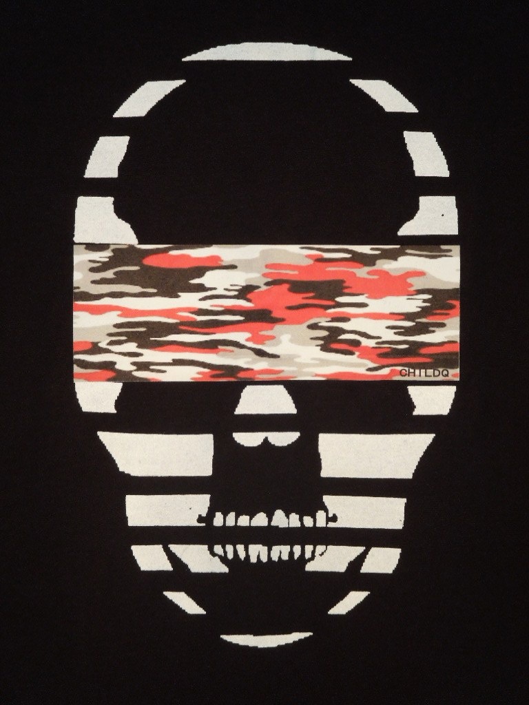 Skull camouflage red �� black Long T-shirt black