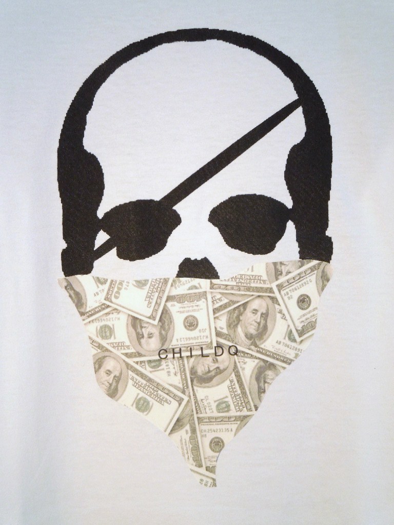 Skull bandana dollar Long T-shirt White
