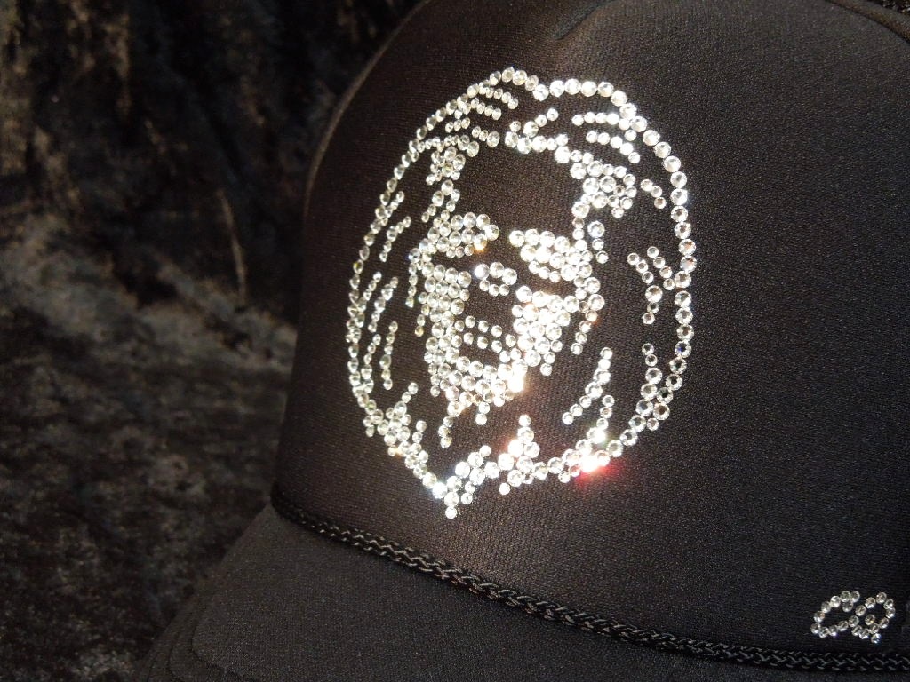 Skull Lion Swarovski cap black
