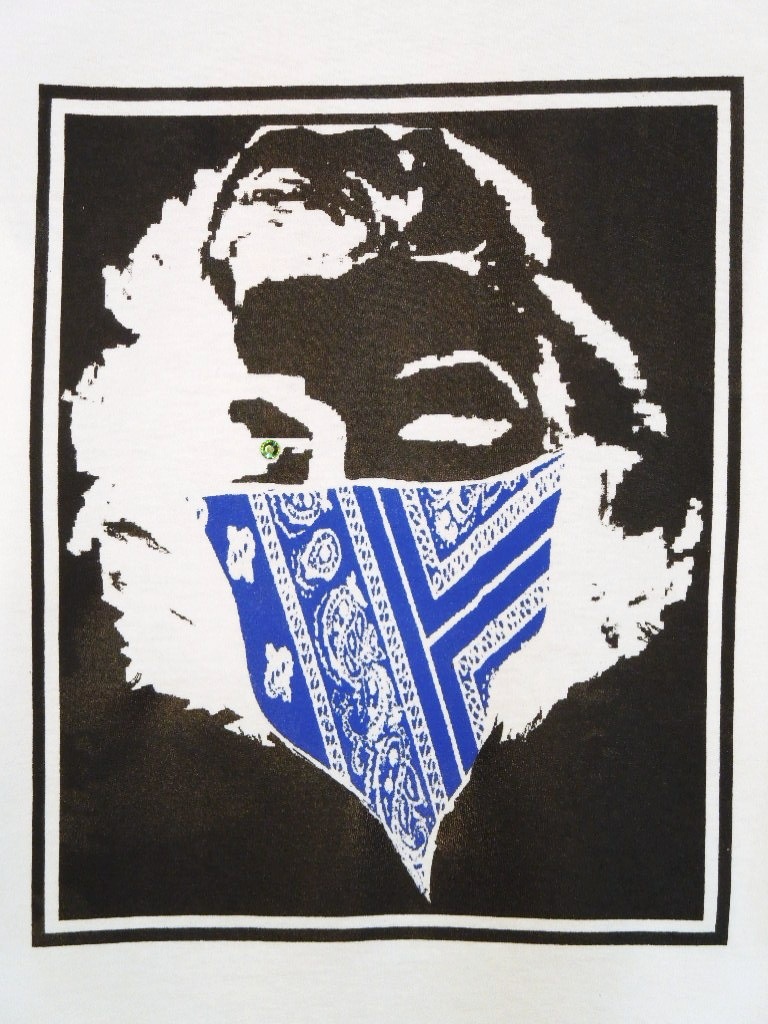 Marilyn bandana Swarovski Long T-shirt white �� blue