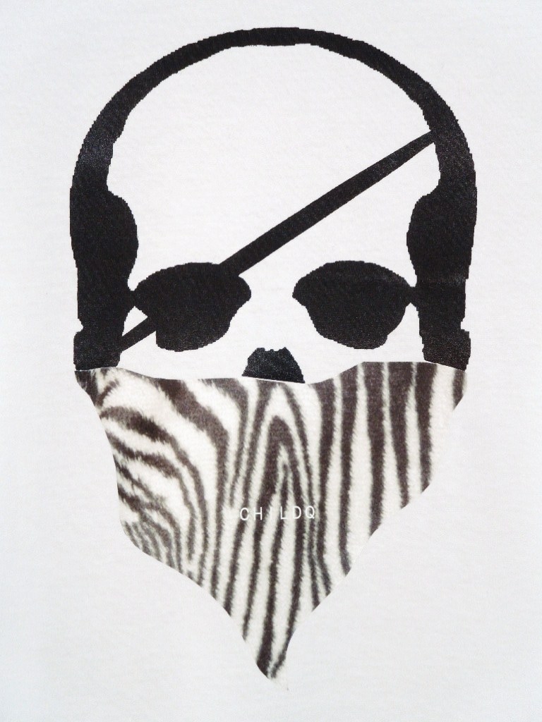 Skull Bandana Zebra Long T-shirt White