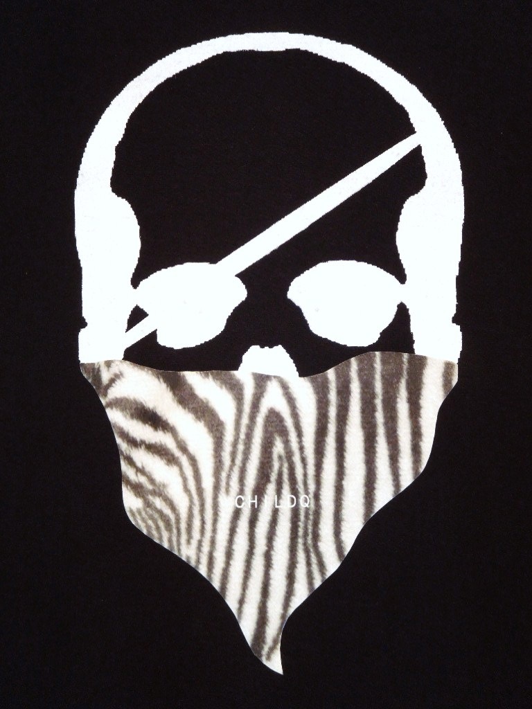 Skull Bandana Zebra Long T-shirt Black