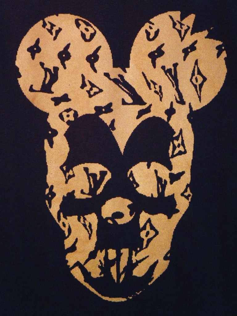 Skull mouse Rivas Monogram Long T-shirt Black