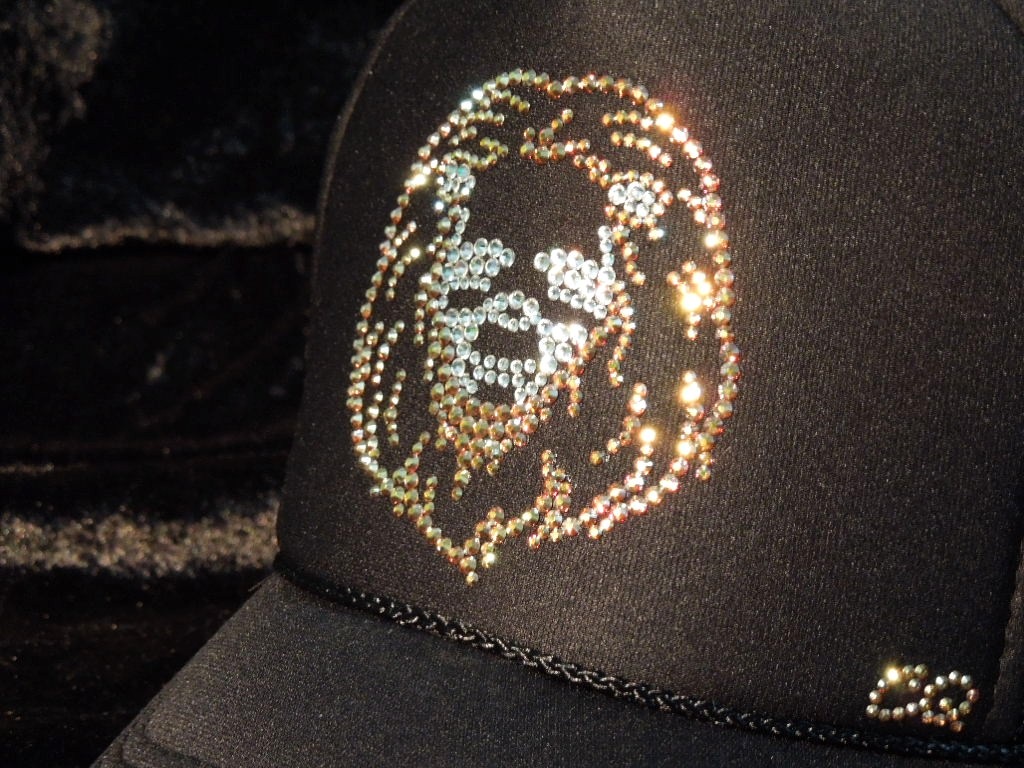 Skull Lion Swarovski cap Black��Gold