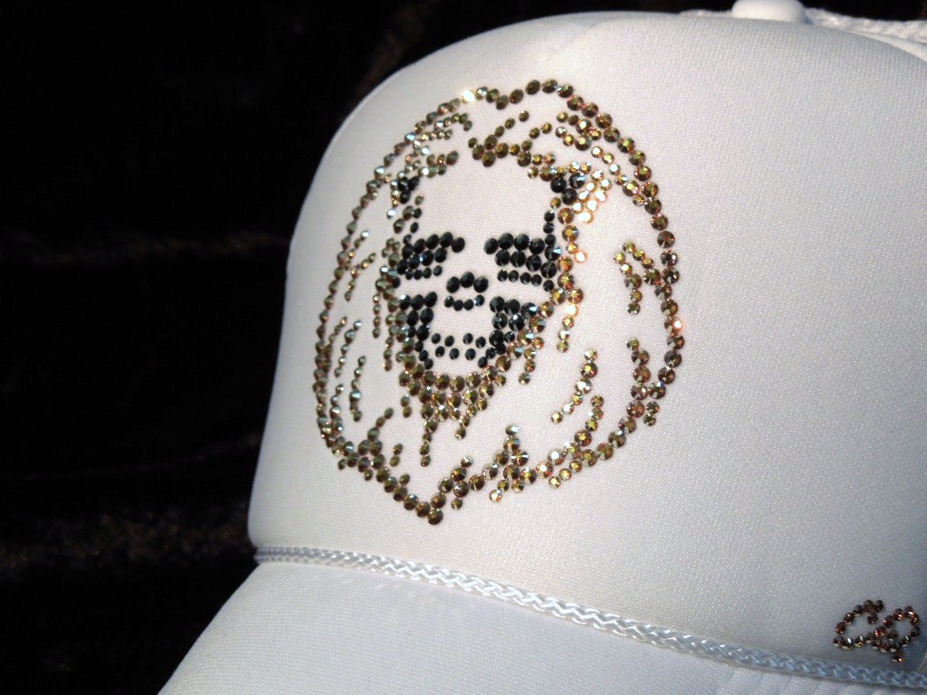 Skull Lion Swarovski cap White��Gold