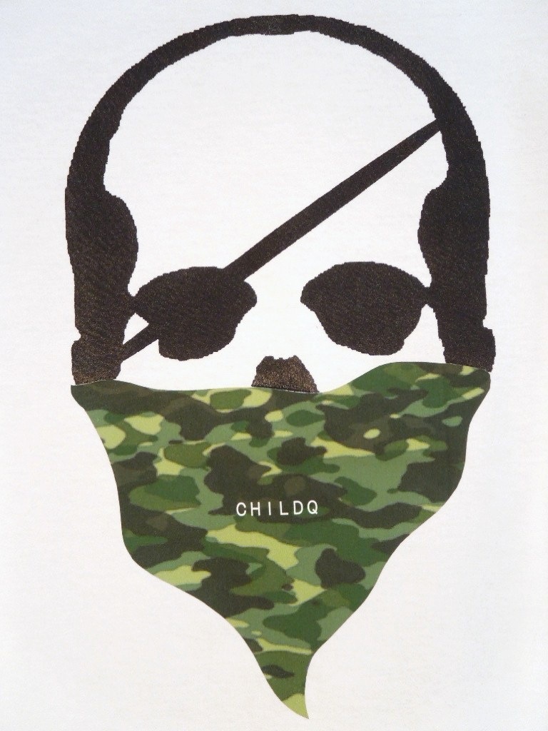 Skull Green camouflage bandana White