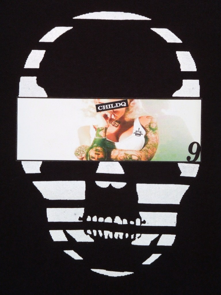 Skull Tattoo Girl NO.�� Long T-shirt black
