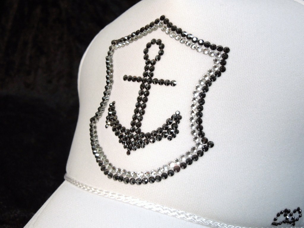 Marin mark emblem Swarovski cap White