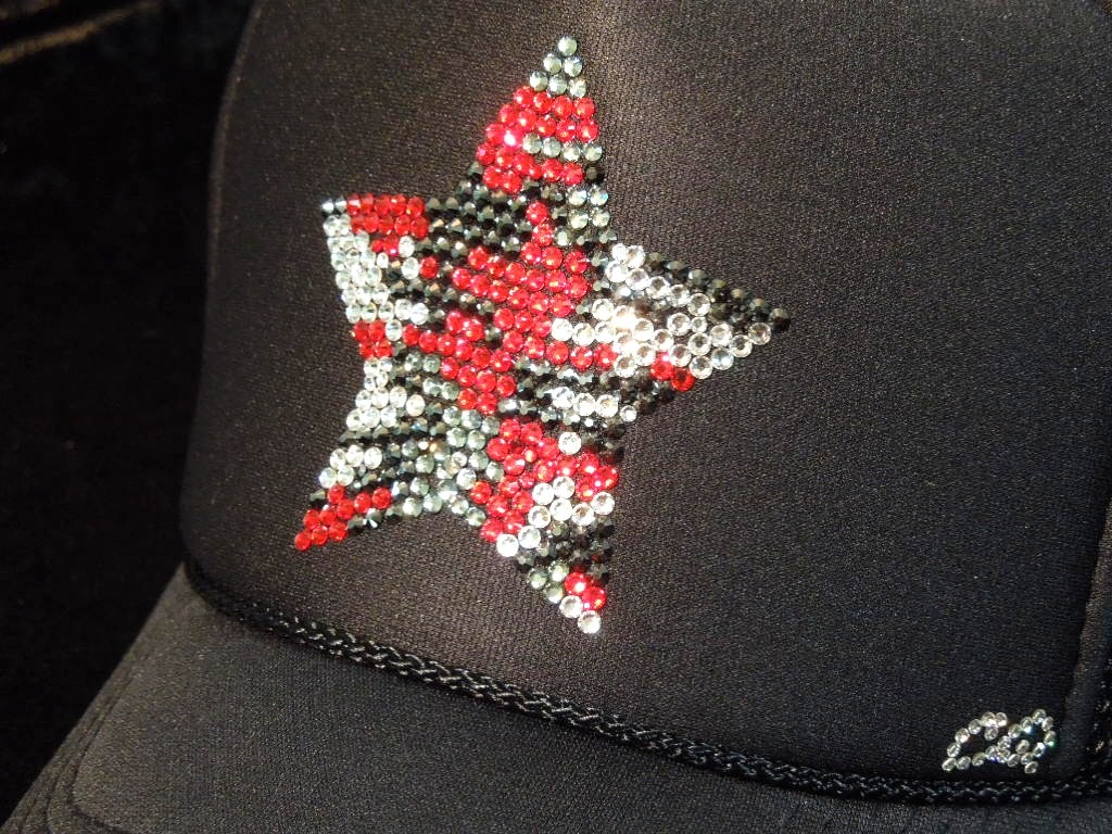 Star Camouflage Swarovski Cap Black��Red