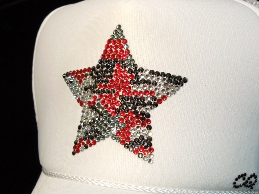 Star Camouflage Swarovski Cap White��Red