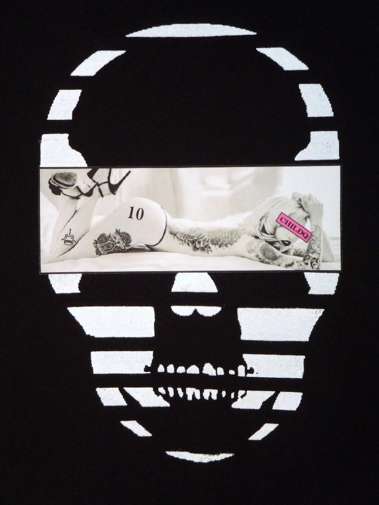 Skull Tattoo Girl NO.���� T-shirt��Black