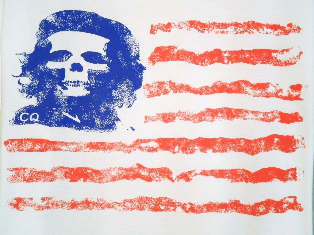 Skull Guevara US flag T-shirt White