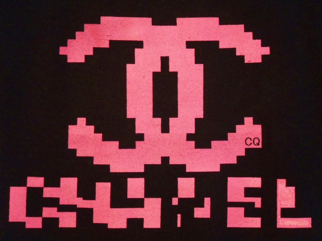 Mosaic parody T-shirt��Black��Pink