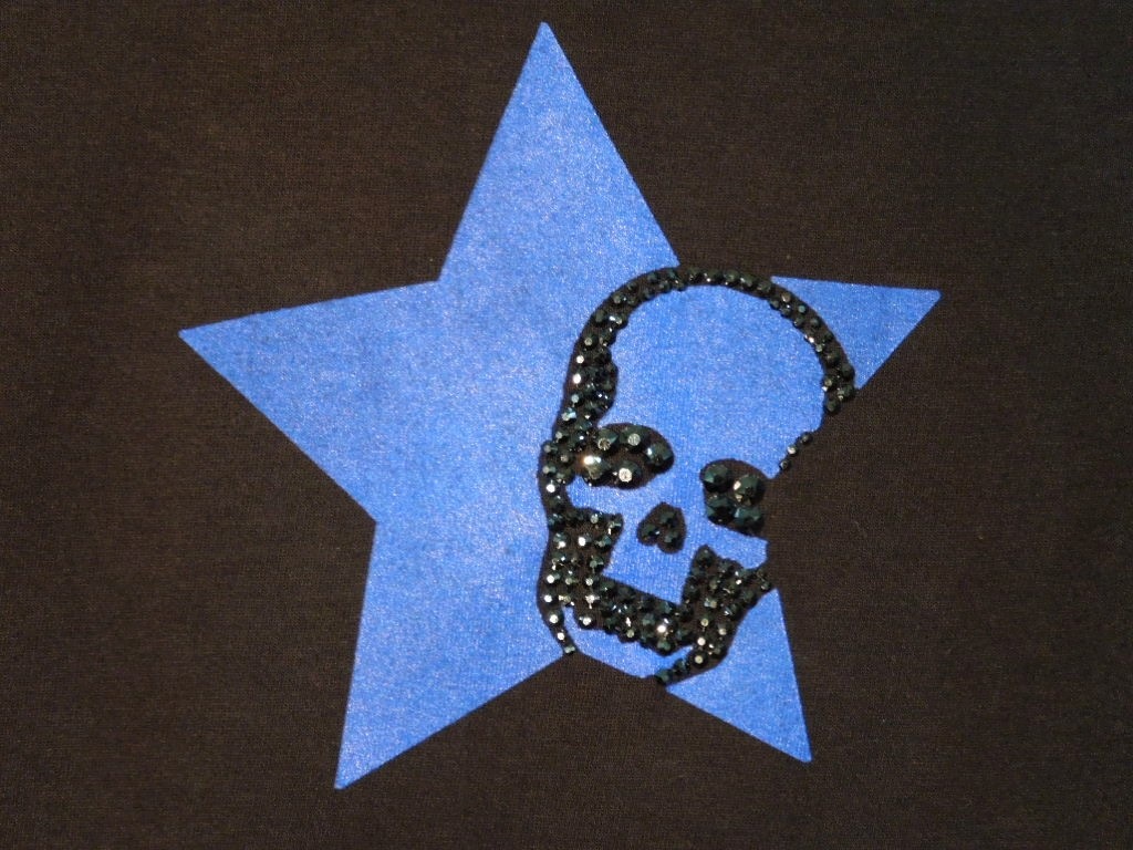 Stars Skull Swarovski T-shirt Black �� Blue
