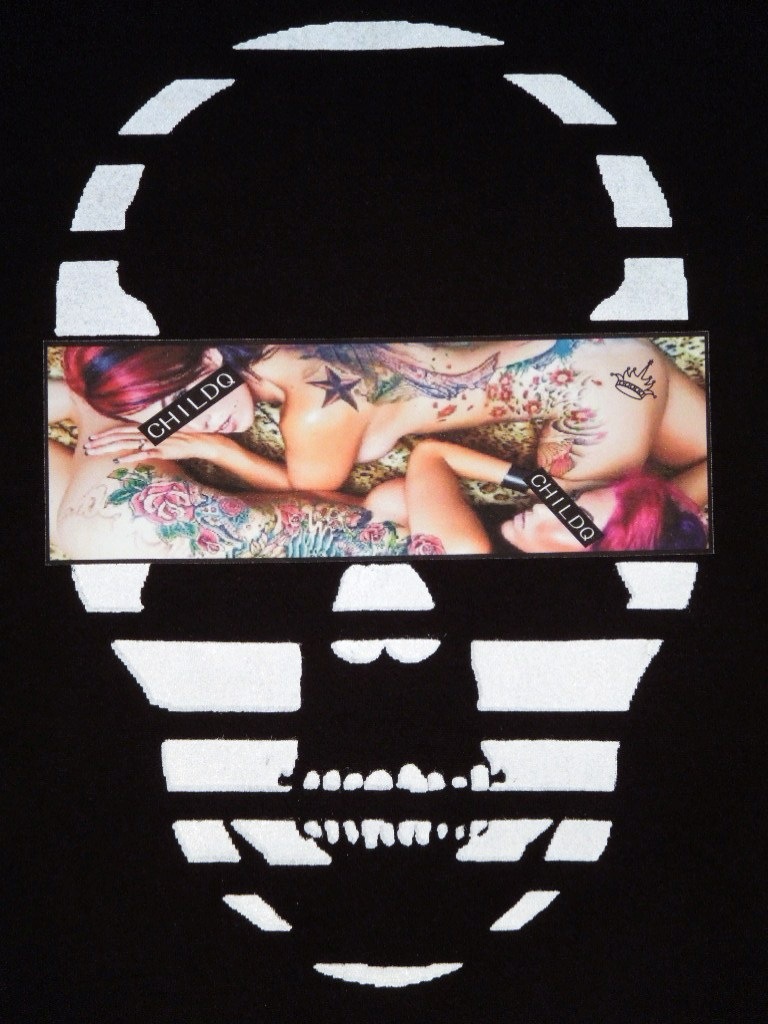 Skull Tattoo Girl NO.���� T-shirt��Black