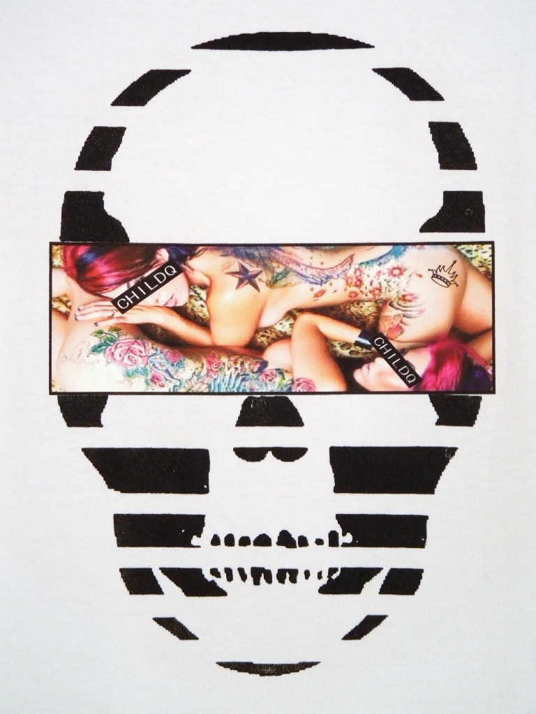 Skull Tattoo Girl NO.���� T-shirt��White