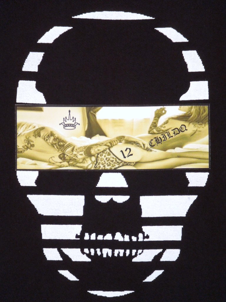 Skull Tattoo Girl NO.���� T-shirt��Black