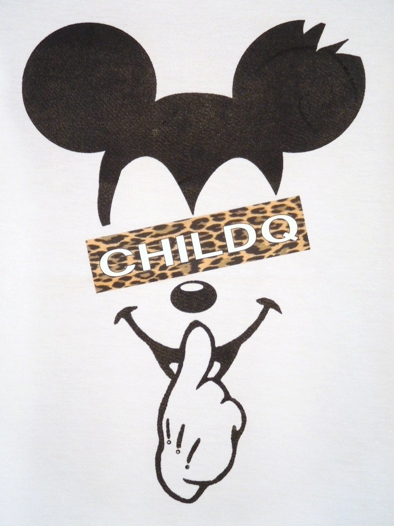 Secret mouse Swarovski T-shirt White & leopard yellow