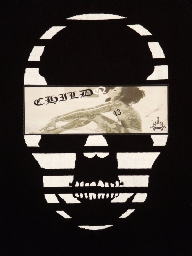 Skull Tattoo Girl NO.���� T-shirt��Black