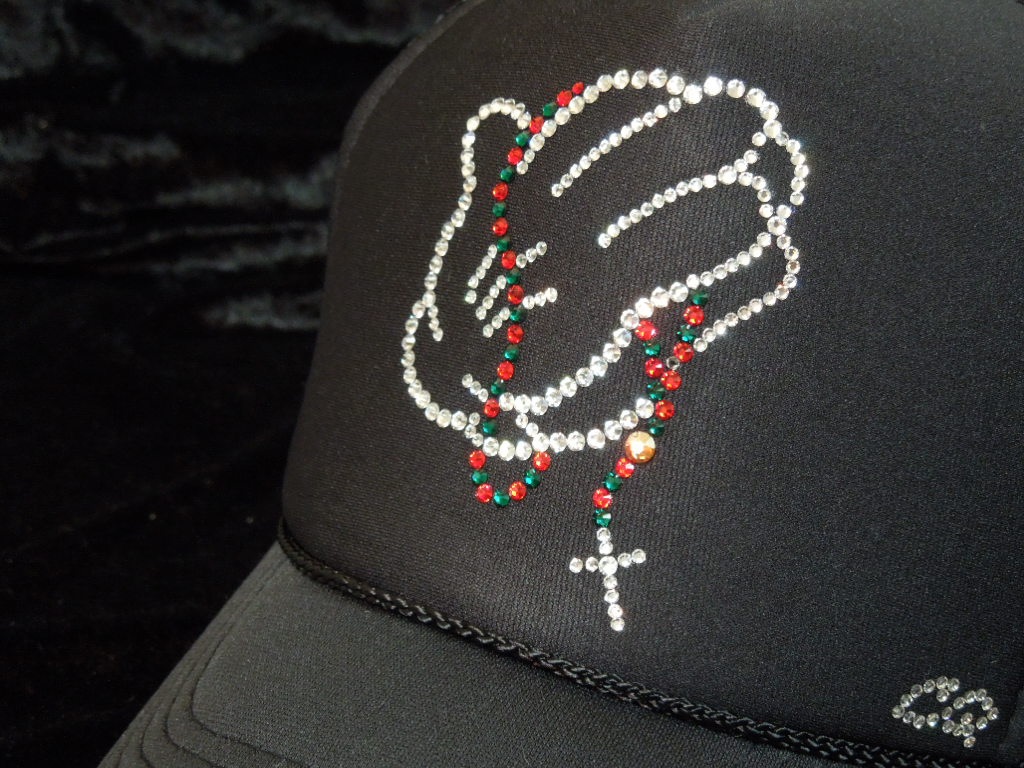 Jesus Hand Swarovski cap black