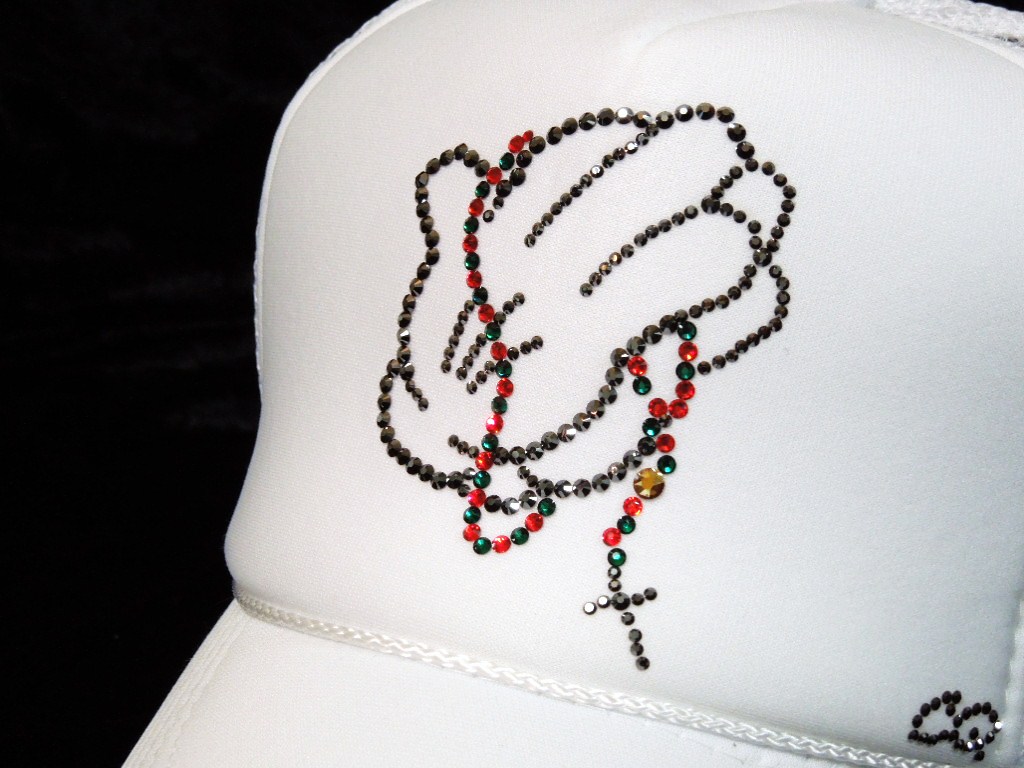 Jesus Hand Swarovski cap White
