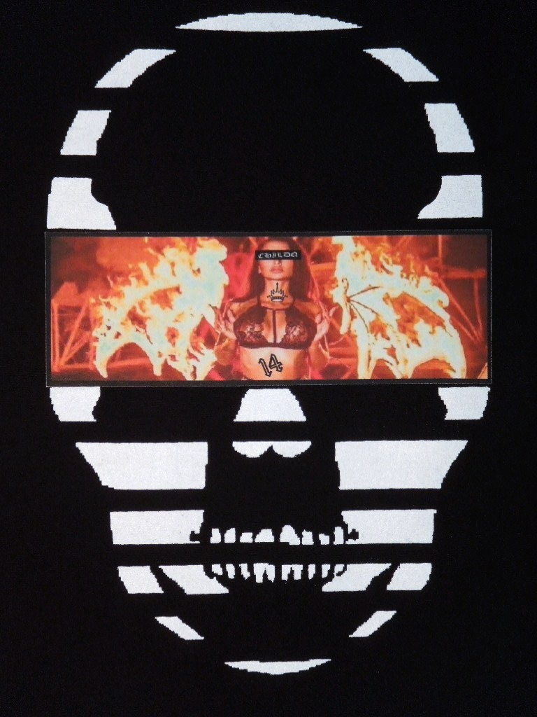 Skull Tattoo Girl NO.��4 T-shirt��Black