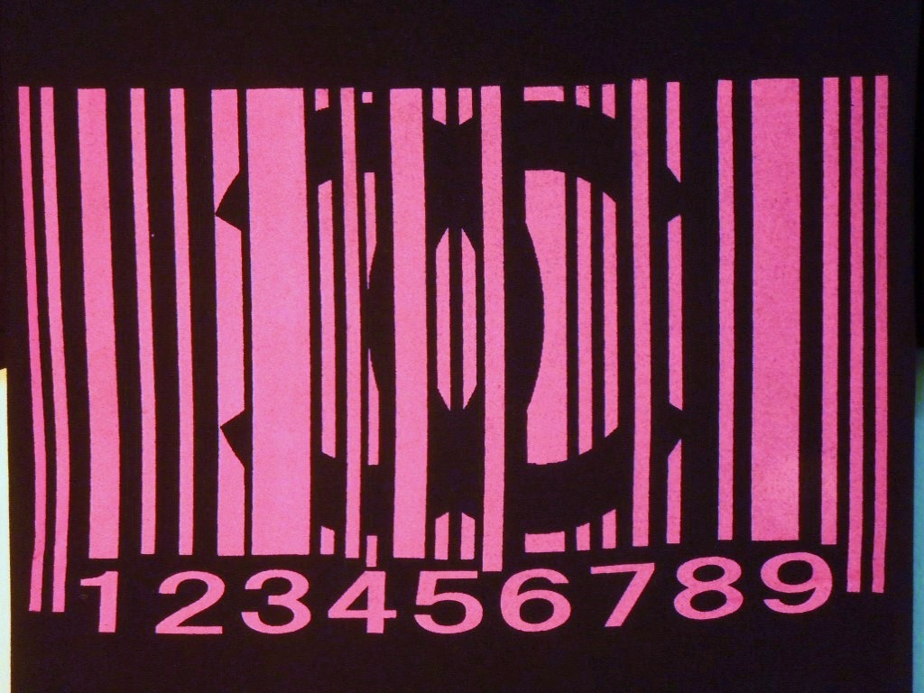 Parody bar code T-shirt black��pink