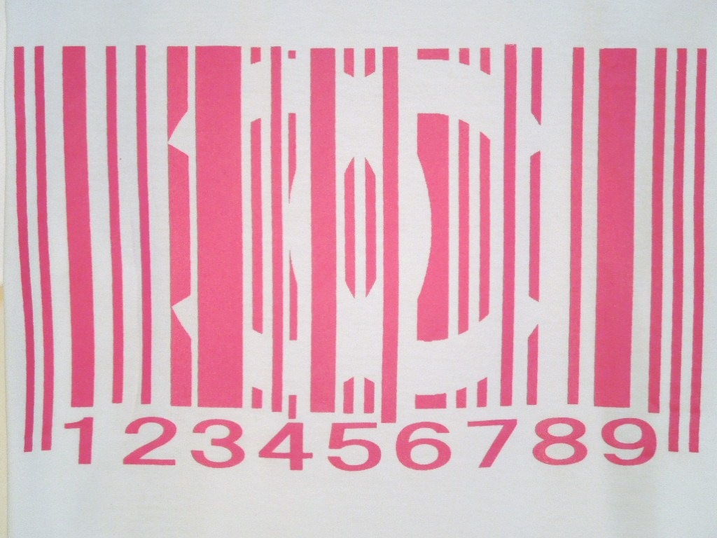Parody bar code T-shirt White��pink