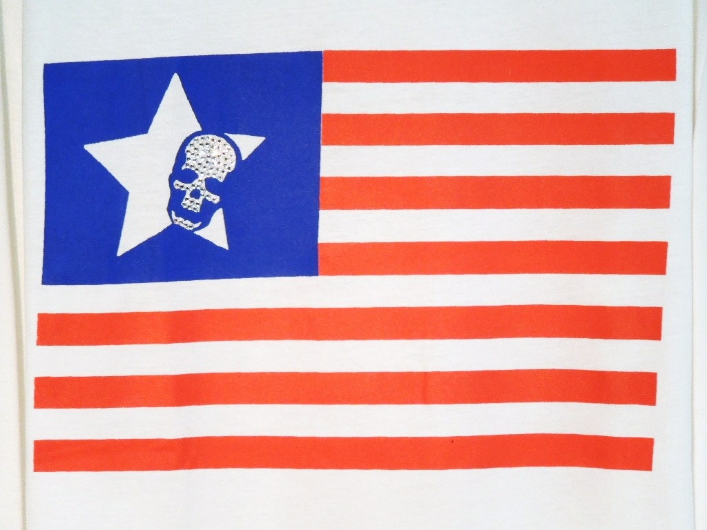 Skull Swarovski USA flag LongT-shirt White
