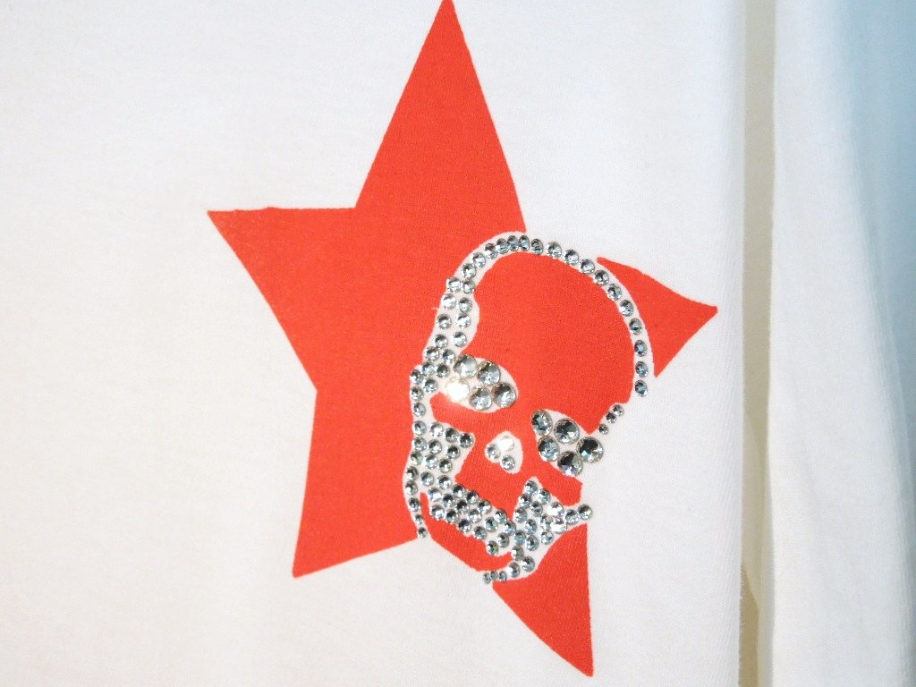 Stars Skull Swarovski LongT-shirt White��Red