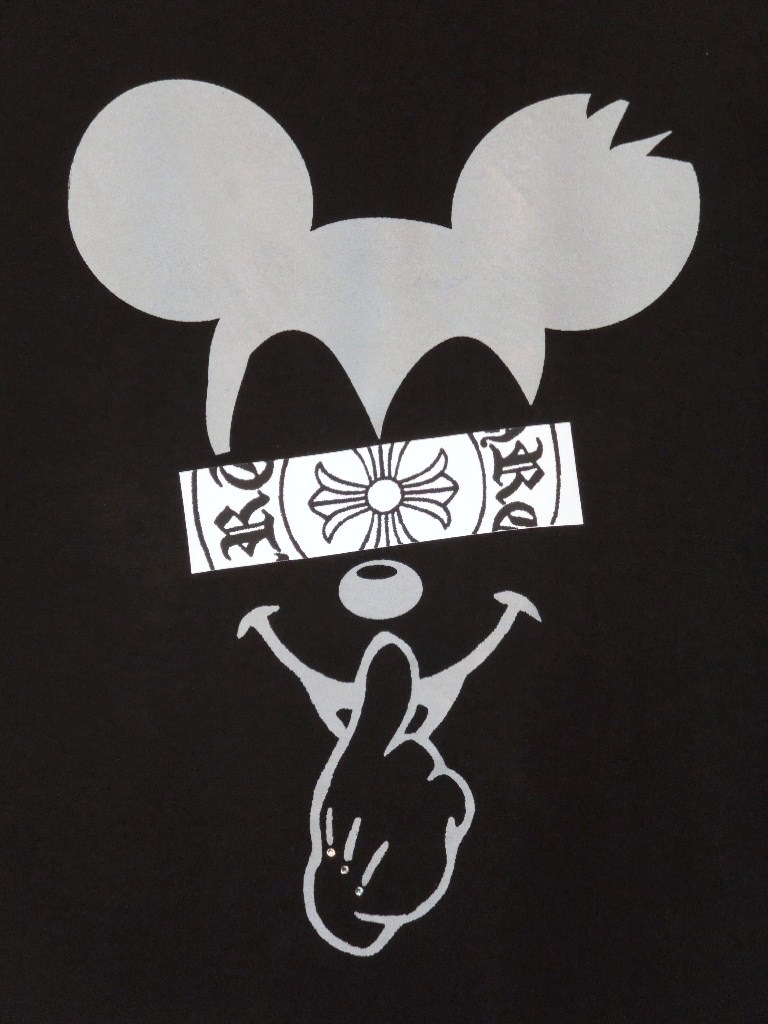 Secret mouse Cross Swarovski Long T-shirt Black