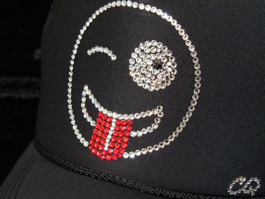 Crazy Smiley Swarovski cap Black